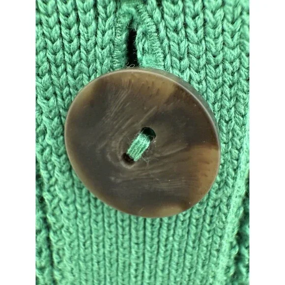 J. Jill Green Waffle Knit Collared Button Up Classic Cardigan Women's Size Med. - Picture 7 of 16